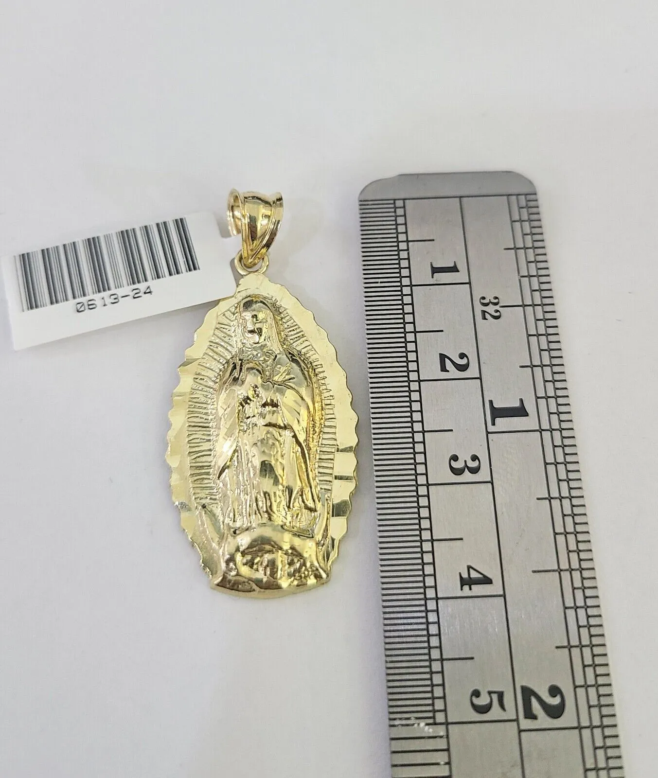 10K Gold Miami Cuban Chain Virgin Mary Charm 20"-28" 3mm REAL Pendant