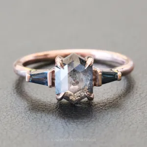 1.25 Carat Salt and Pepper Hexagon Diamond Engagement Ring, Zoe Setting, 14K Rose Gold
