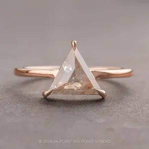 1.75 Carat Orange Speckled Icy White Triangle Diamond Engagement Ring, Jane Setting, 14K Rose Gold