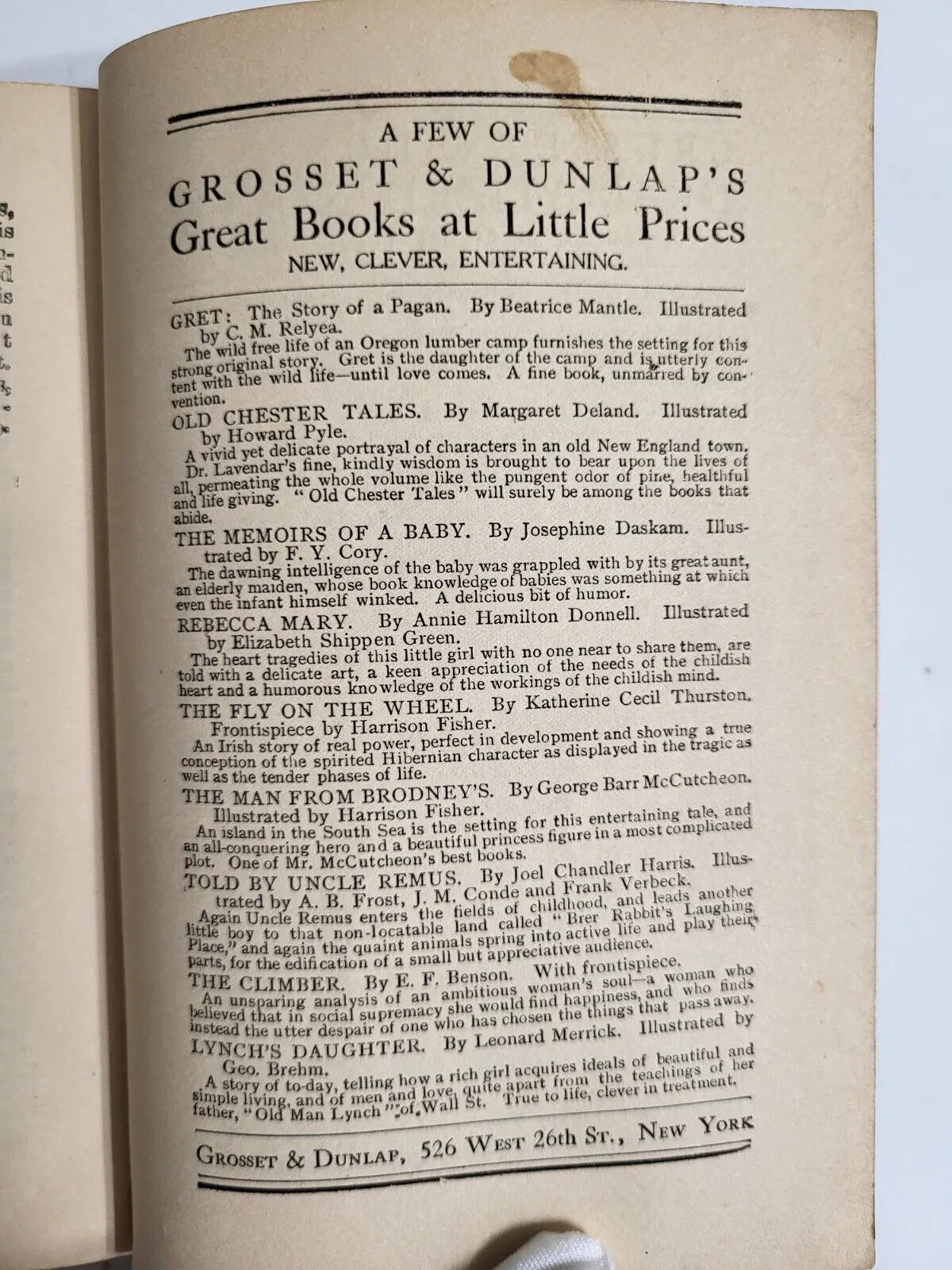 1910 JANE EYRE Charlotte Bronte, Grosset & Dunlap hardcover