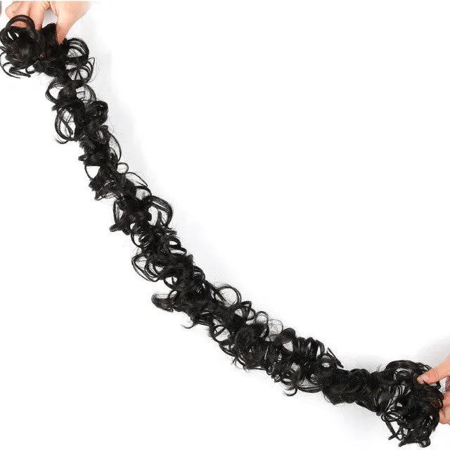 23" Long Curly Hair Open End Scrunchie Wrap Hairpiece Bun Maker