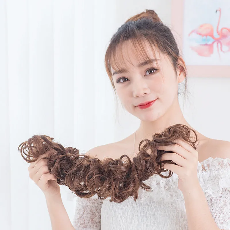 23" Long Curly Hair Open End Scrunchie Wrap Hairpiece Bun Maker