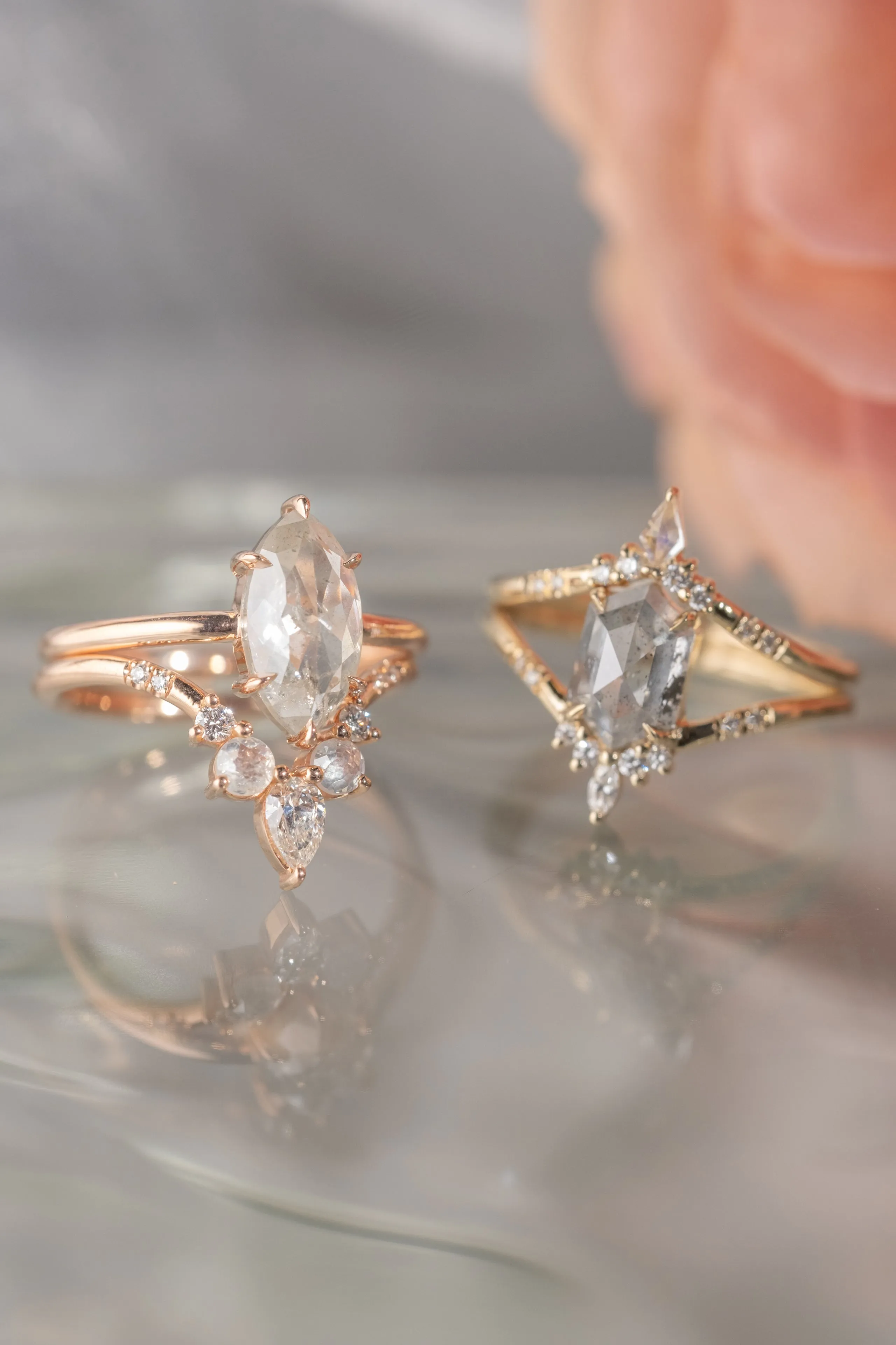 2.41 Carat Icy White Marquise Diamond Engagement Ring, Jane Setting, 14k Rose Gold