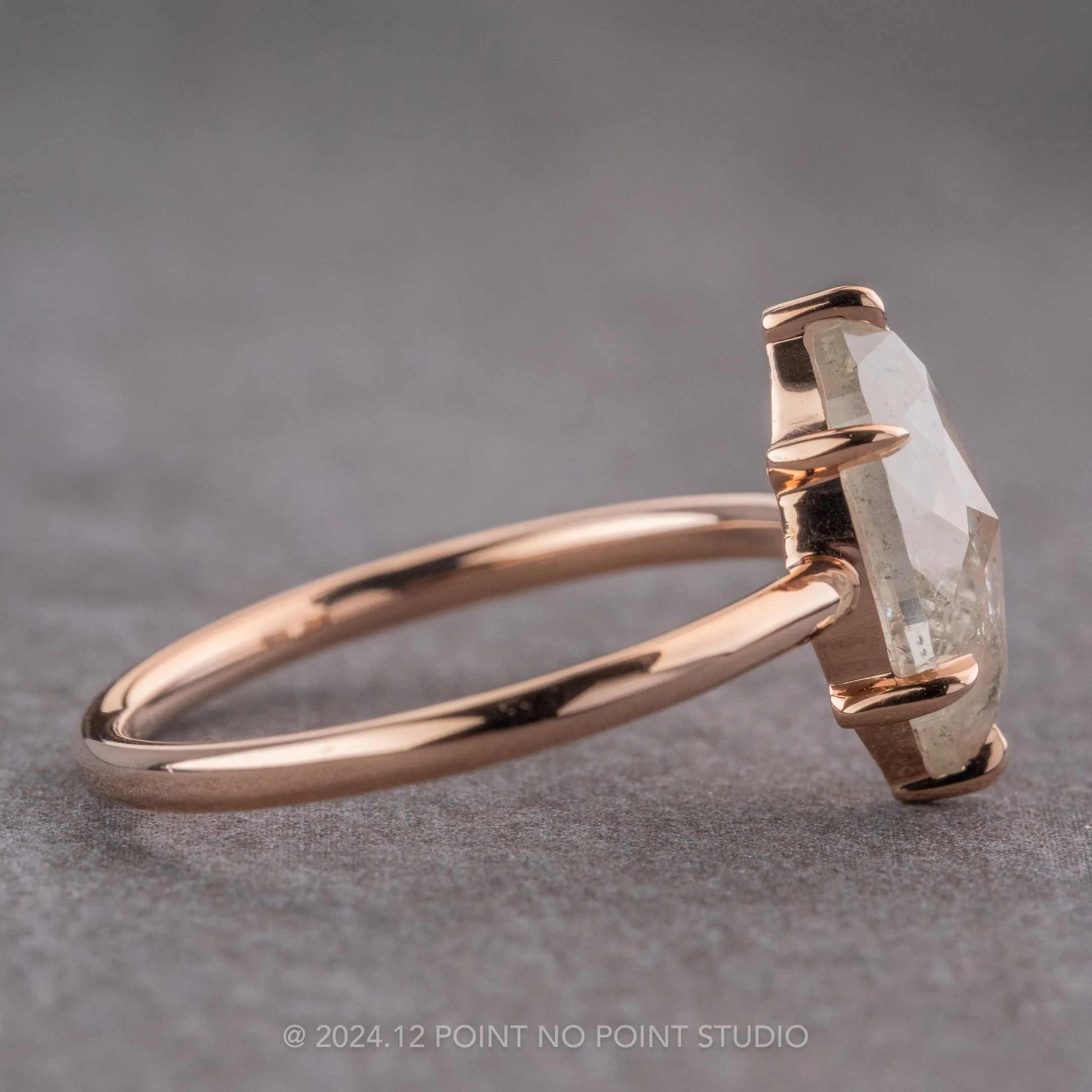 2.41 Carat Icy White Marquise Diamond Engagement Ring, Jane Setting, 14k Rose Gold