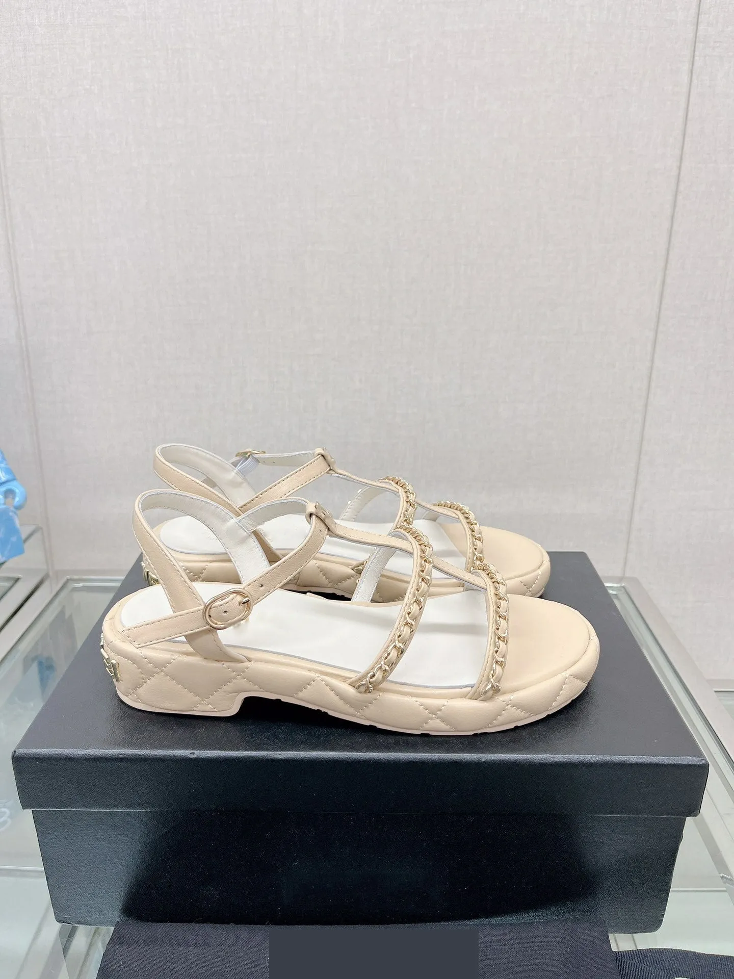 35-41 3CM flats chain SANDALS lamb leather fashion outwear shoes women 2023 summer