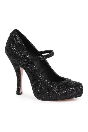 423-CANDY Costume Pump | Black Glitter
