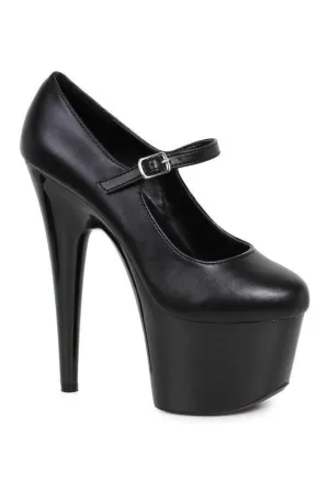 709-DOM Platform Pump | Black Faux Leather