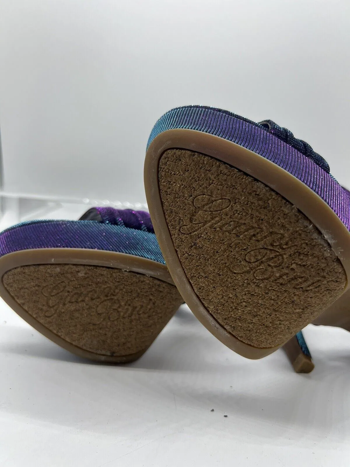 9 M Gianni Bini Purple Glitter Strap Sandal 4” High Heel Open Toe Platform Sling