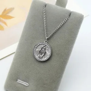 925 Sterling Silver Religious Virgin Mary Virgencita Necklace