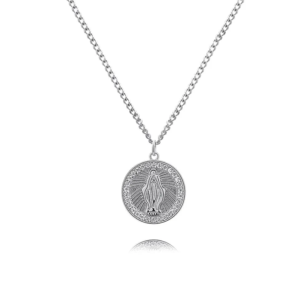 925 Sterling Silver Religious Virgin Mary Virgencita Necklace
