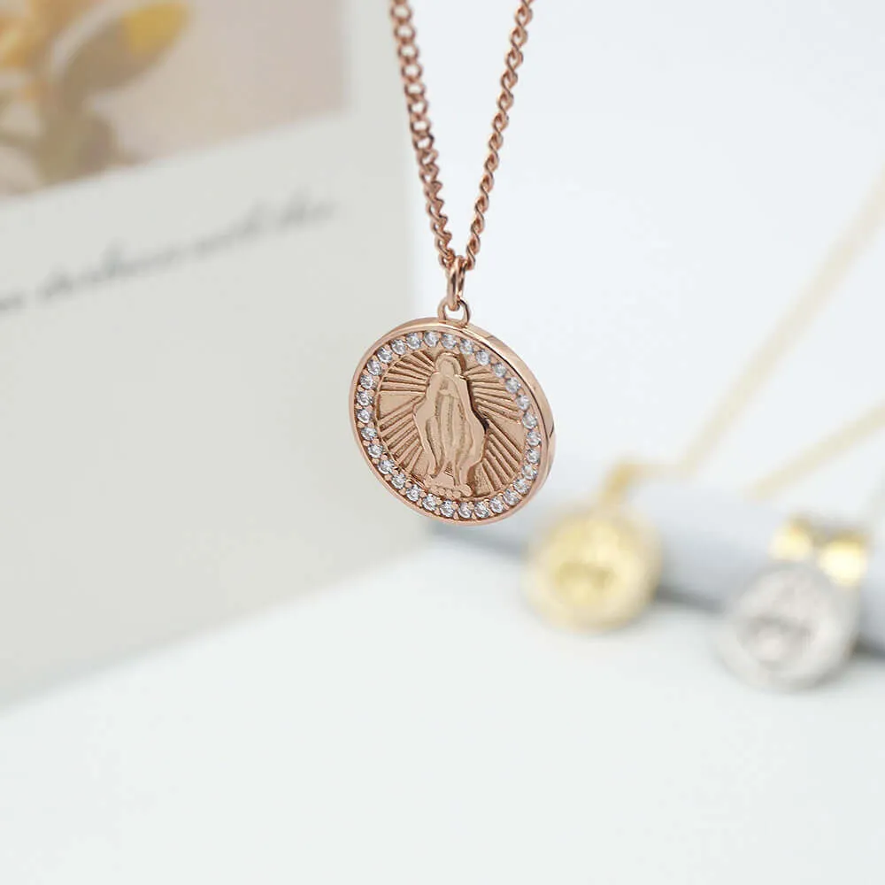 925 Sterling Silver Religious Virgin Mary Virgencita Necklace