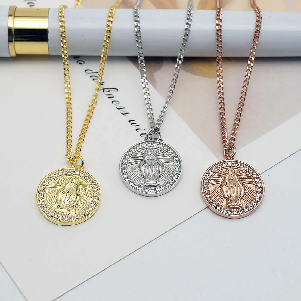 925 Sterling Silver Religious Virgin Mary Virgencita Necklace
