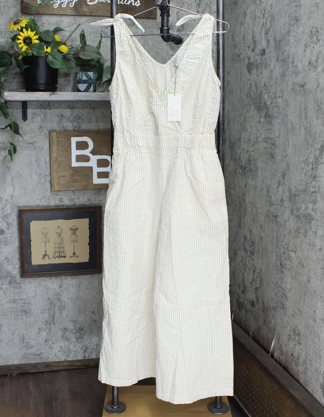 A New Day Women's Striped Sleeveless Seersucker Jumpsuit 79147953