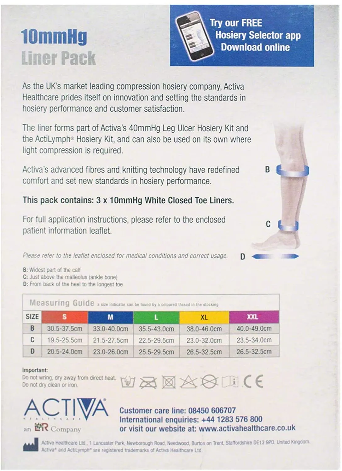 Activa Stocking Liner Small White Closed Toe 10mmHg x 3