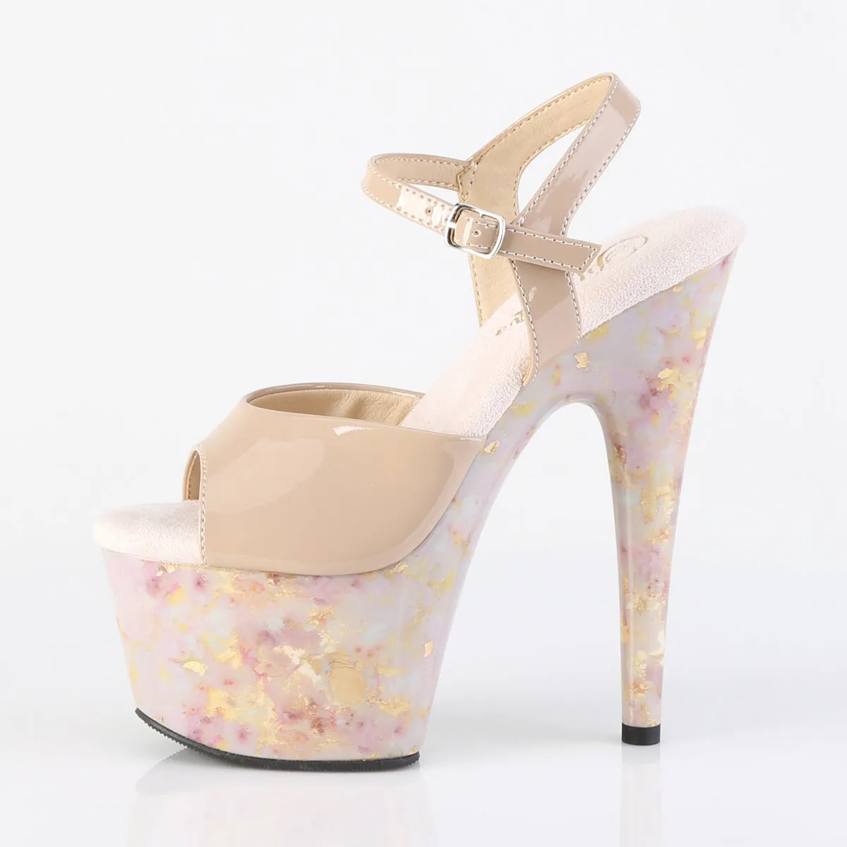 ADORE-709MB  Nude Patent/Blush-Gold Marble
