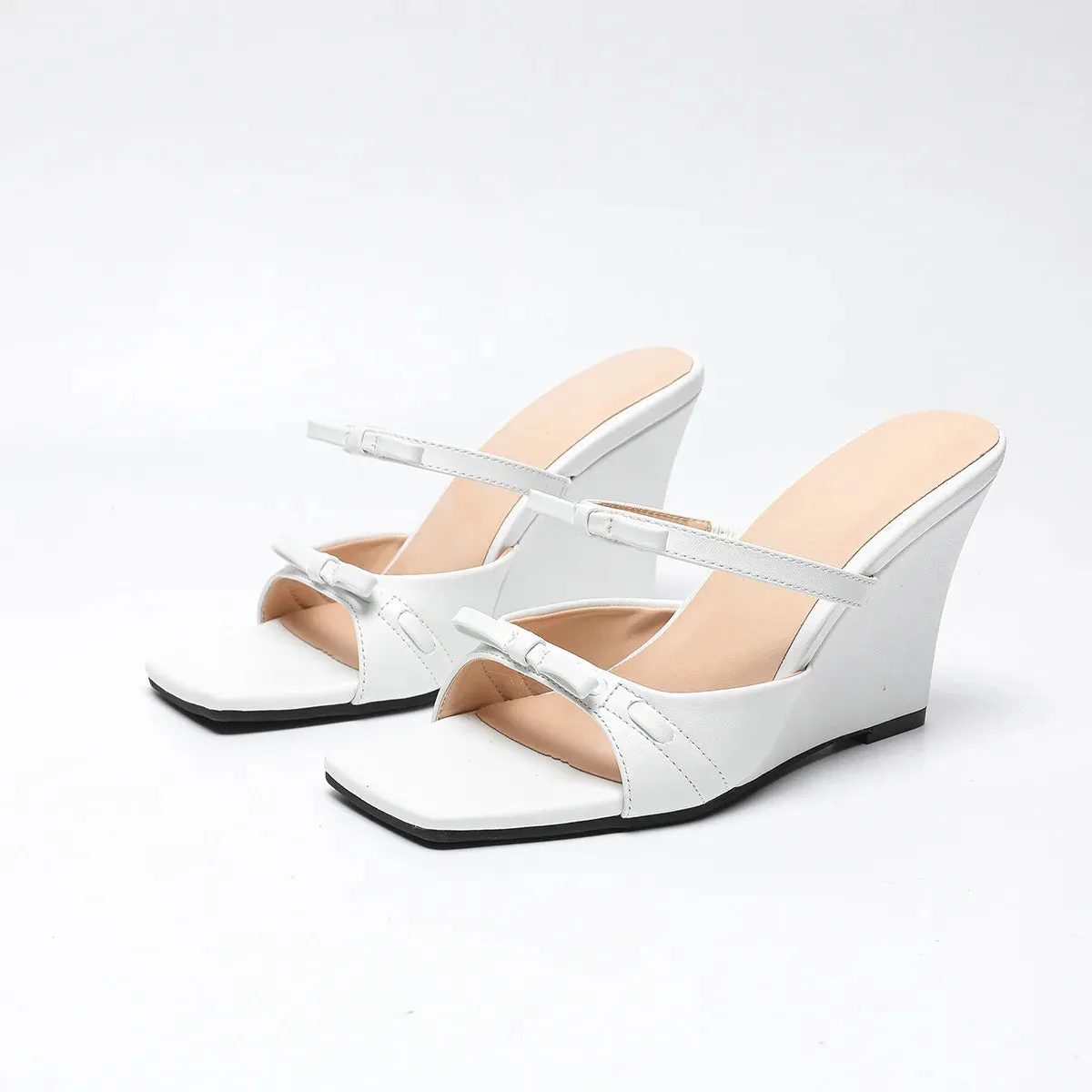 ADVBRIDGE  -  Rubber Flip Flops Low Shoes Big Size Flower Slippers Heels On A Wedge Square Toe Slides Hawaiian High Rome Floral PU Scandals Fa