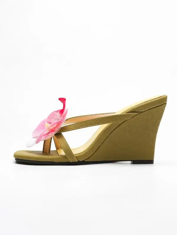 ADVBRIDGE  -  Rubber Flip Flops Low Shoes Big Size Flower Slippers Heels On A Wedge Square Toe Slides Hawaiian High Rome Floral PU Scandals Fa