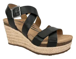 Aetrex Anna Arch Support Wedge Black Leather