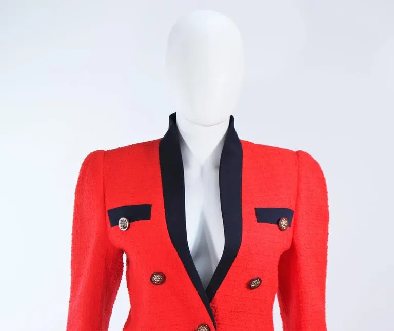 AKRIS "The Butler" JANE FONDA Black & Red Boucle Suit Size 4