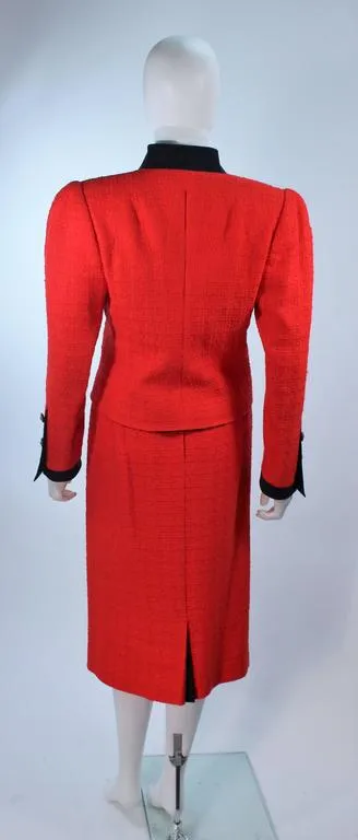 AKRIS "The Butler" JANE FONDA Black & Red Boucle Suit Size 4