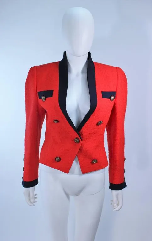AKRIS "The Butler" JANE FONDA Black & Red Boucle Suit Size 4