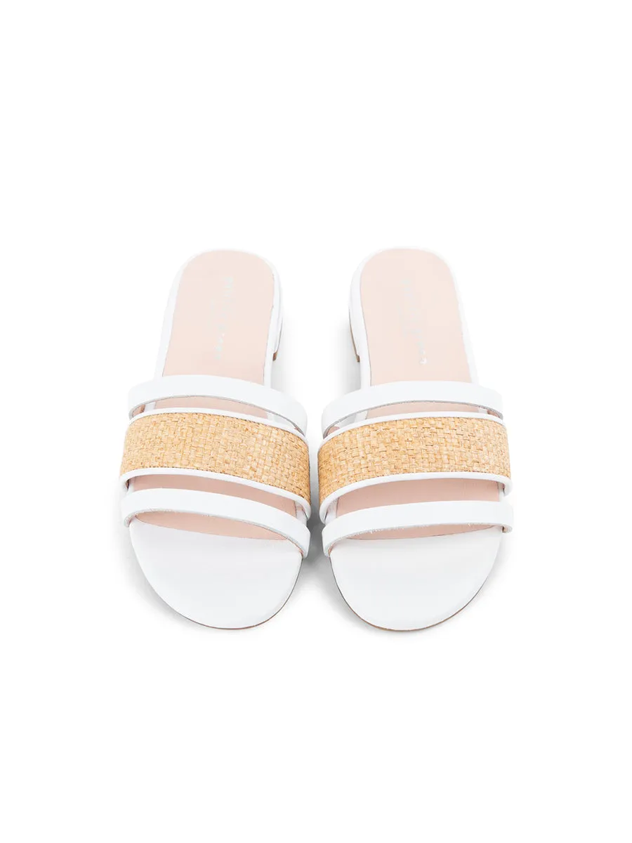 Amalfi Raffia and Leather Flat Sandal