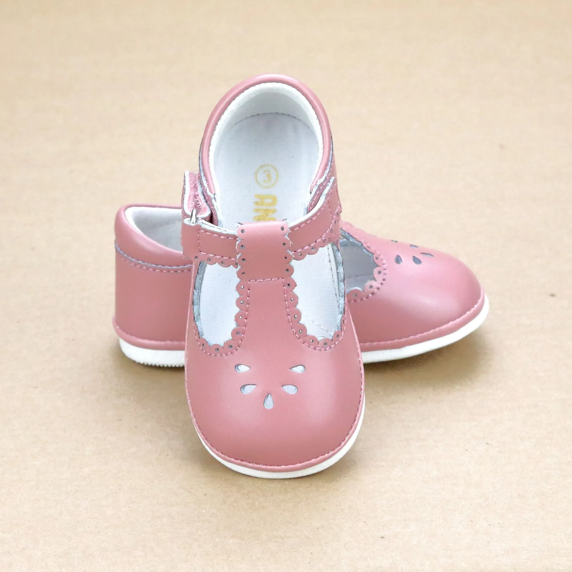 Angel Baby Girls T-Strap Scalloped Perforated Mary Jane