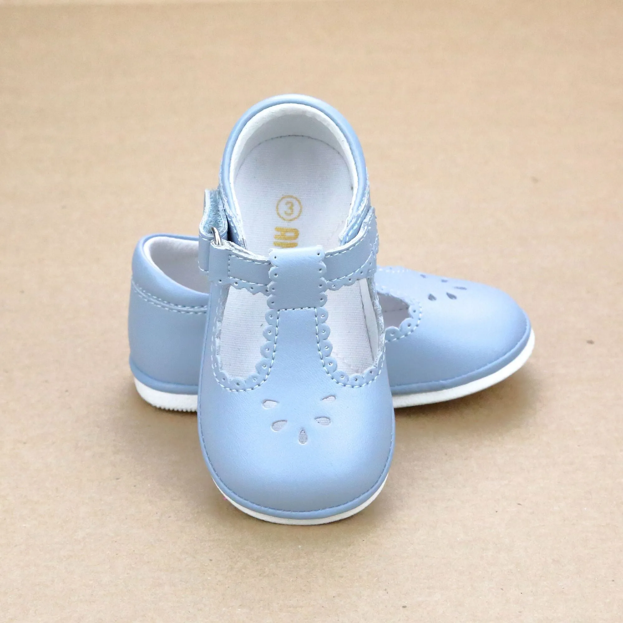 Angel Baby Girls T-Strap Scalloped Perforated Mary Jane