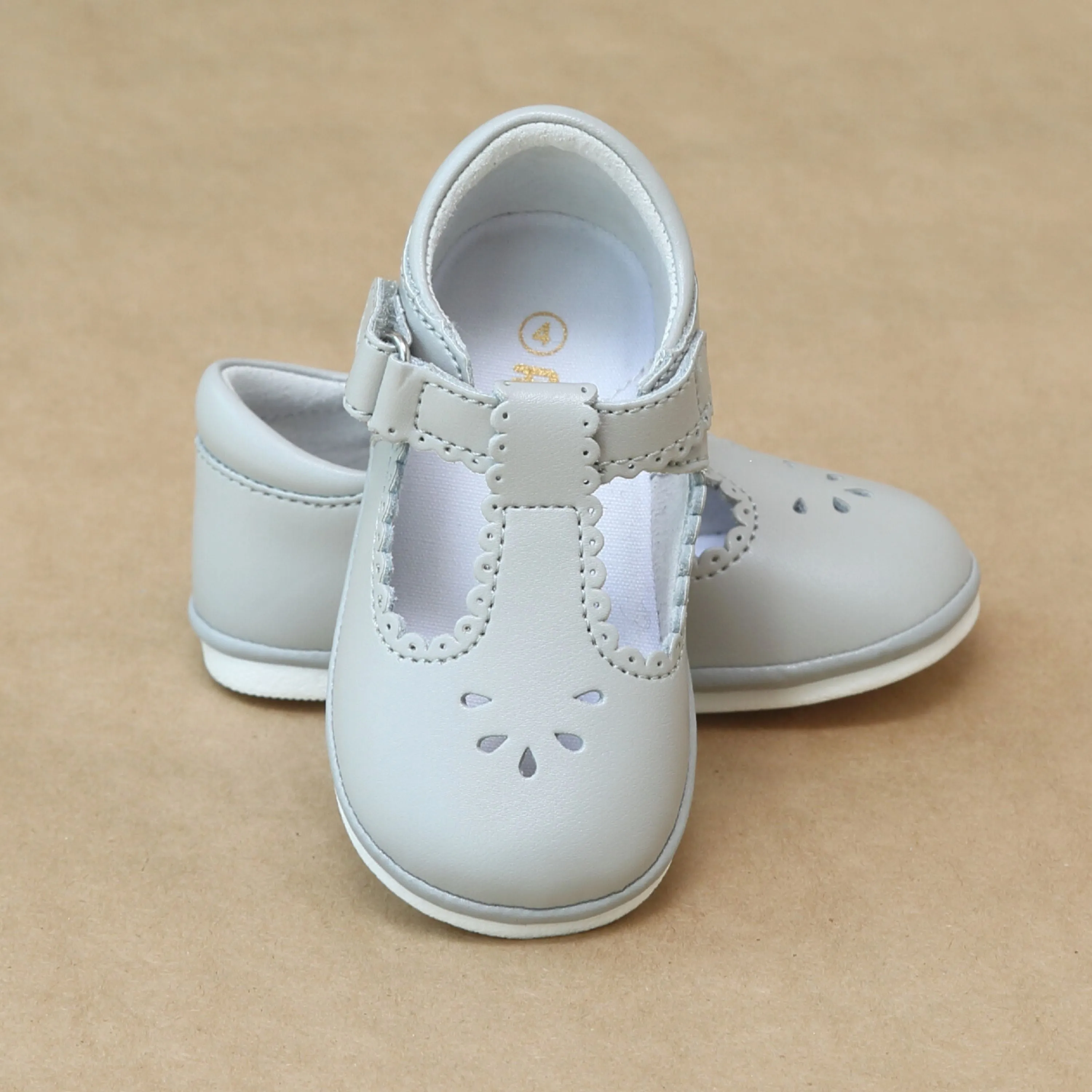 Angel Baby Girls T-Strap Scalloped Perforated Mary Jane