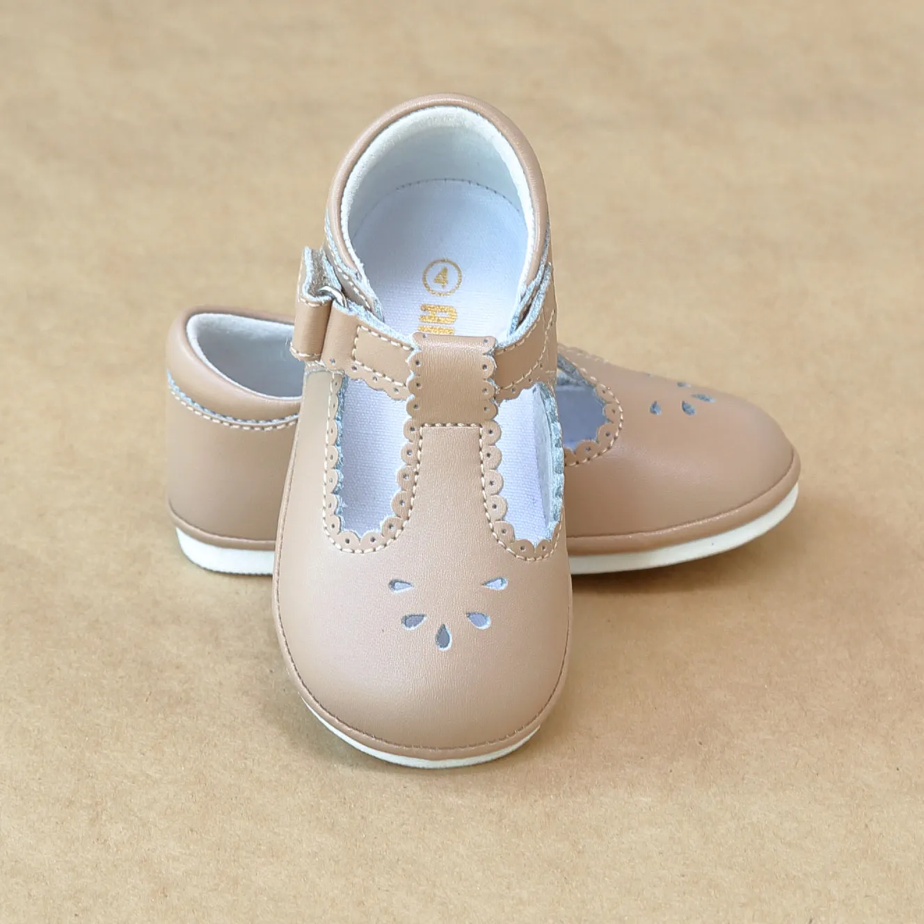 Angel Baby Girls T-Strap Scalloped Perforated Mary Jane