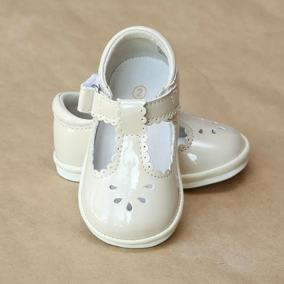 Angel Baby Girls T-Strap Scalloped Perforated Mary Jane