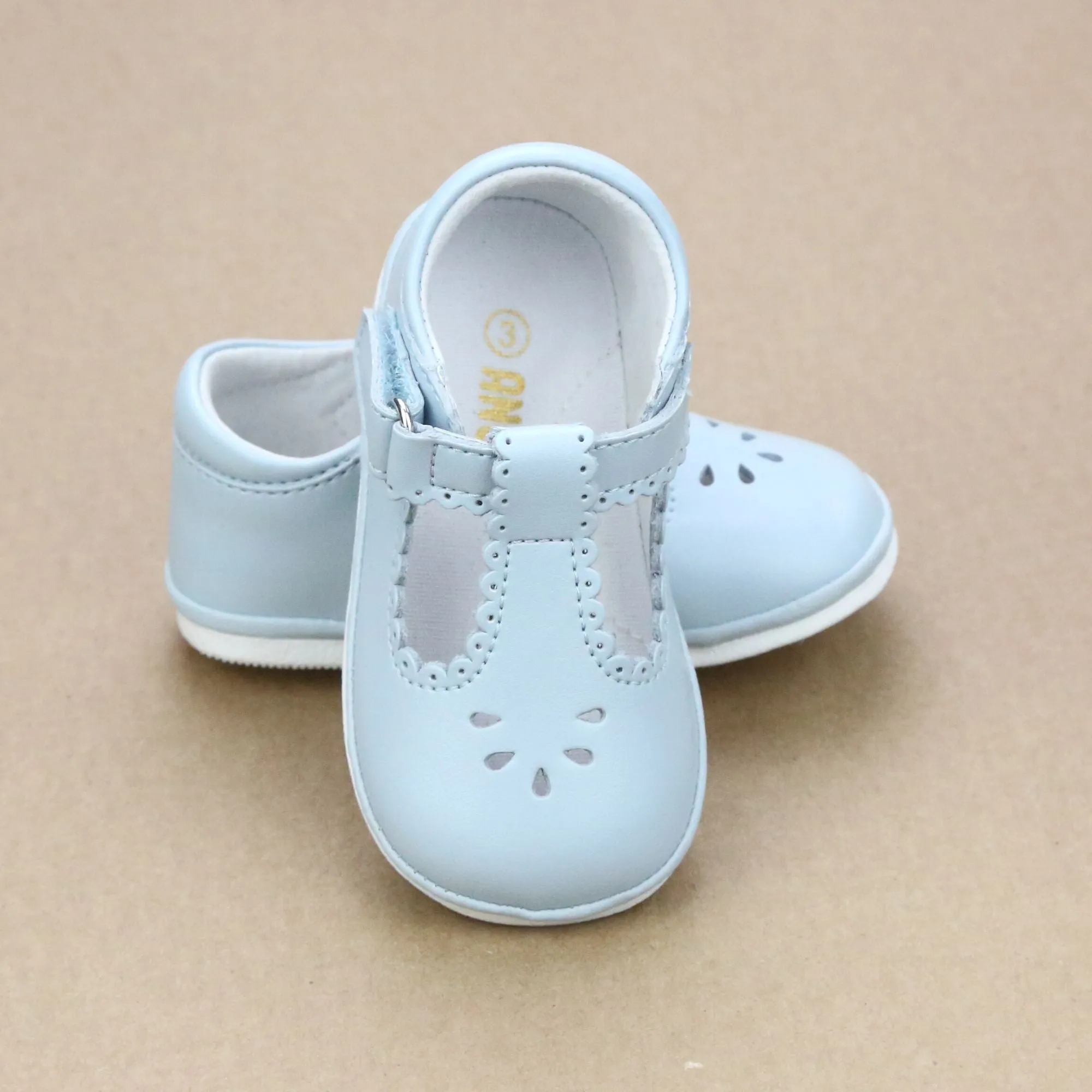 Angel Baby Girls T-Strap Scalloped Perforated Mary Jane