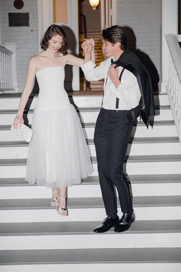 Anna Cate Strapless Tulle Tea Length Rehearsal Dinner & Wedding Dress