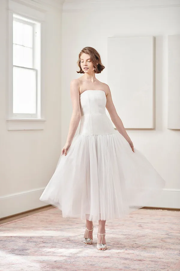 Anna Cate Strapless Tulle Tea Length Rehearsal Dinner & Wedding Dress