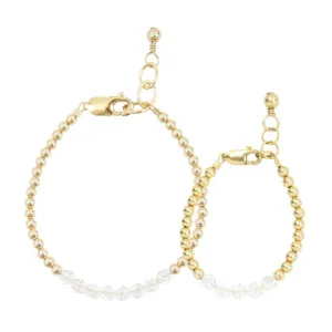 April Birthstone Mom   Mini Bracelet Set (3MM   4MM Beads)