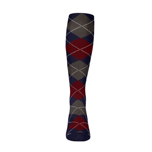 Argyle Mens Knee High Golf Sock | Navy Maroon Charcoal