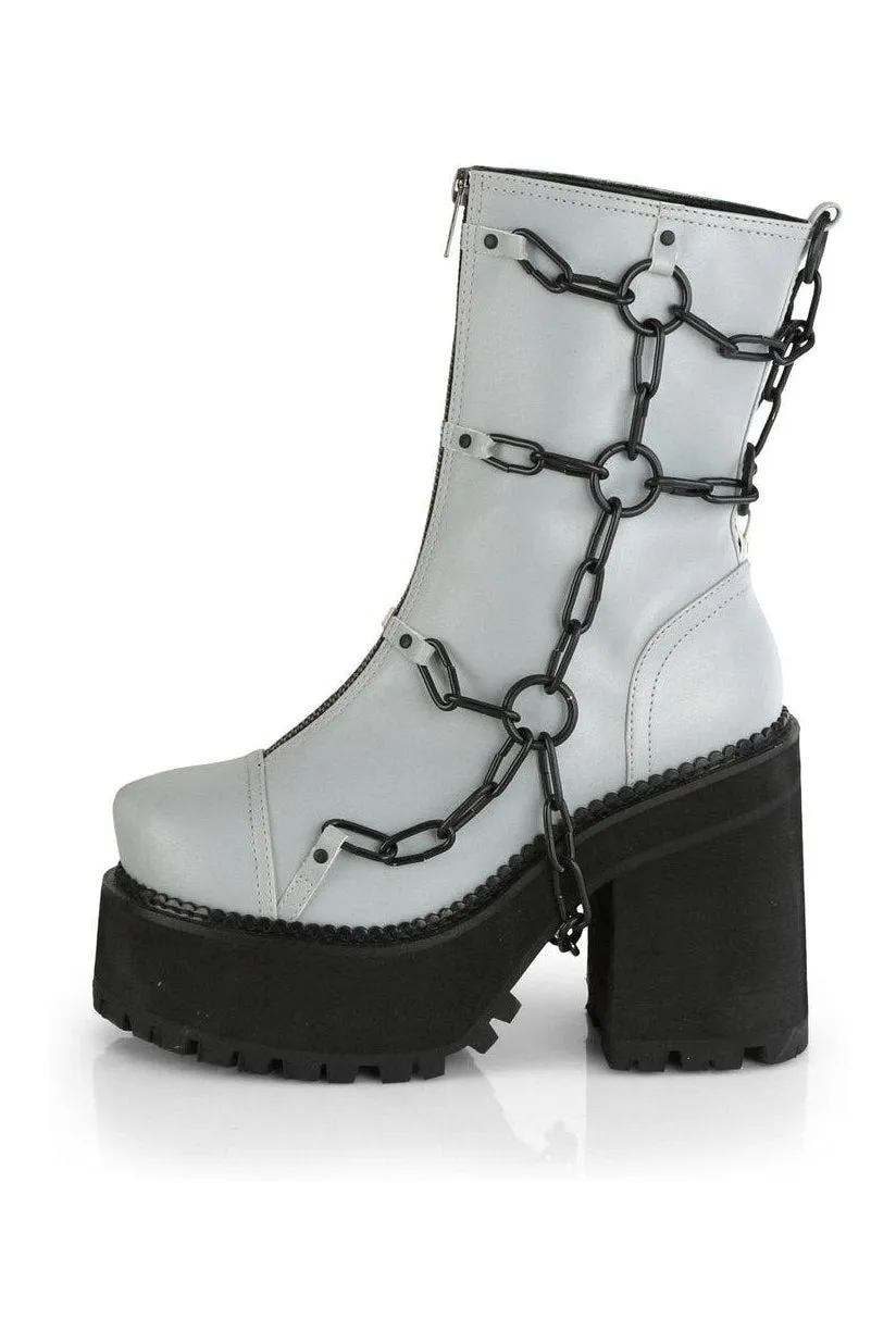 ASSAULT-66 Ankle Boot | Grey Faux Leather