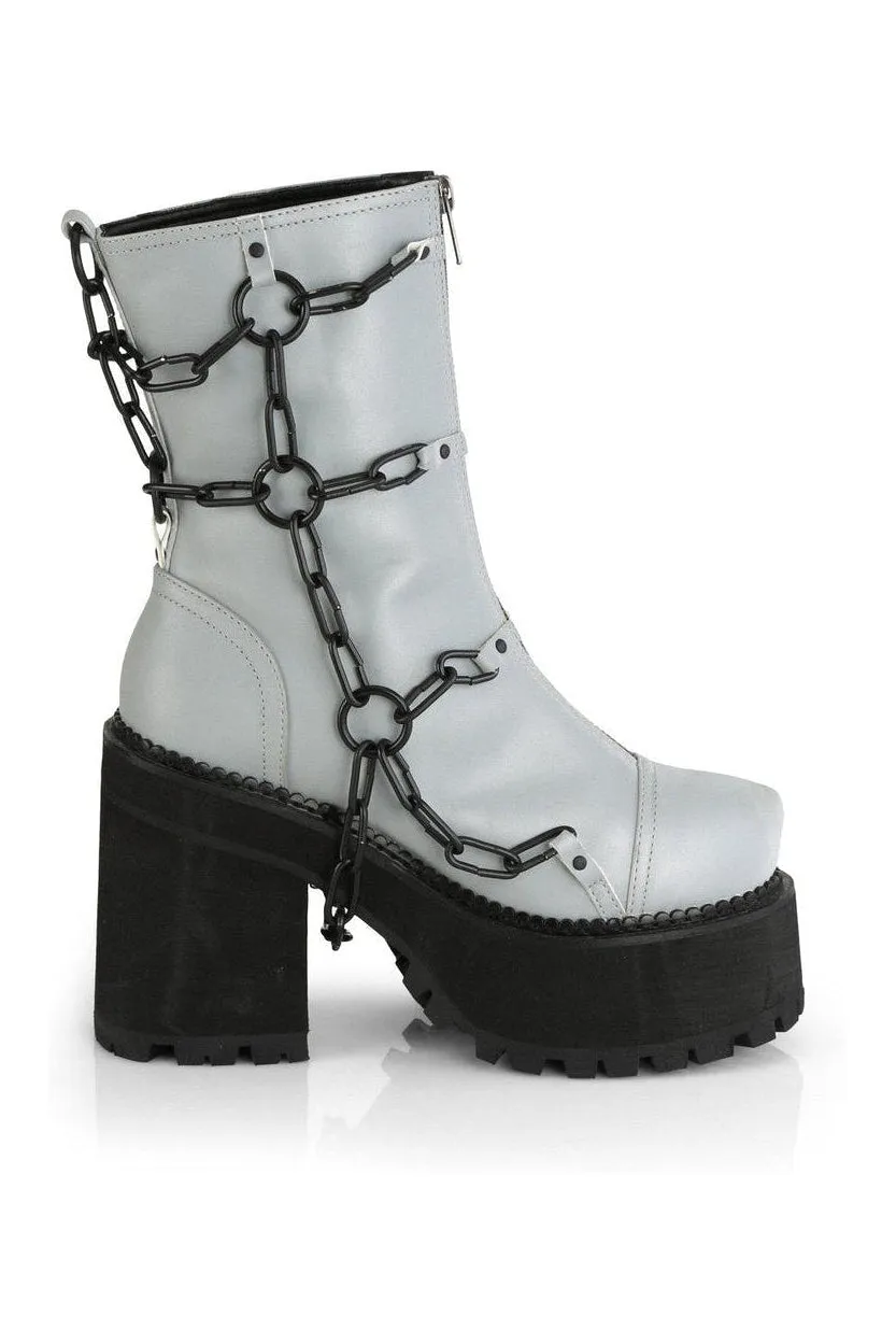 ASSAULT-66 Ankle Boot | Grey Faux Leather