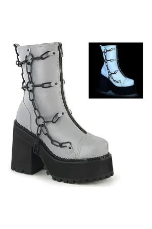 ASSAULT-66 Ankle Boot | Grey Faux Leather