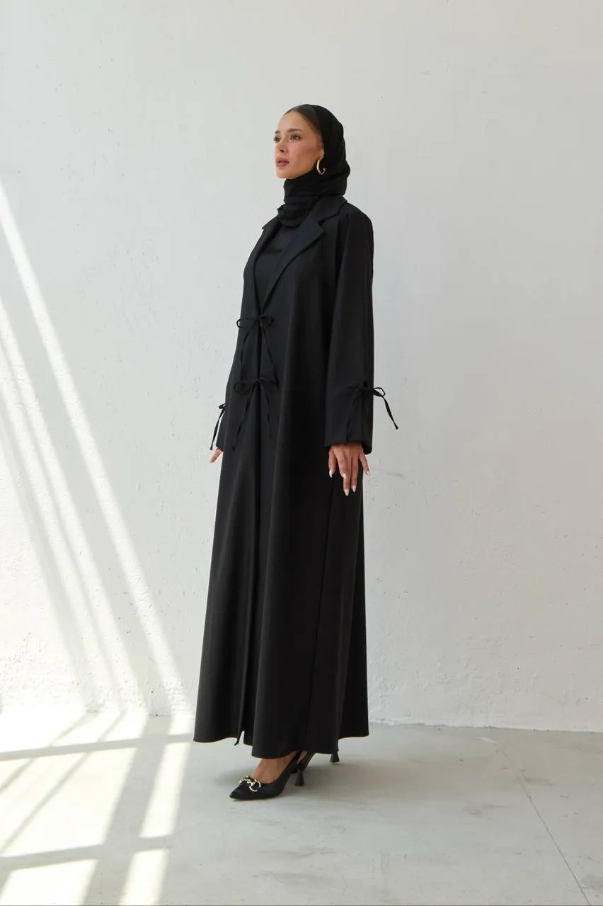 Aurora Wrap Open Abaya | Black
