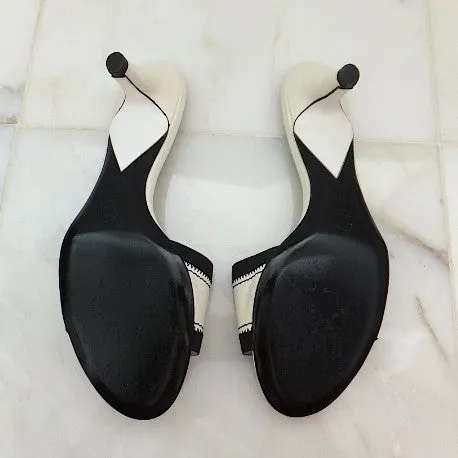 Authentic Chanel Black & White Sandals SZ 36.5