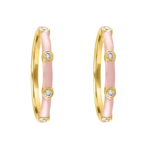 Ava Huggies: Ballet Pink Enamel/14K Yellow Gold-Diamond