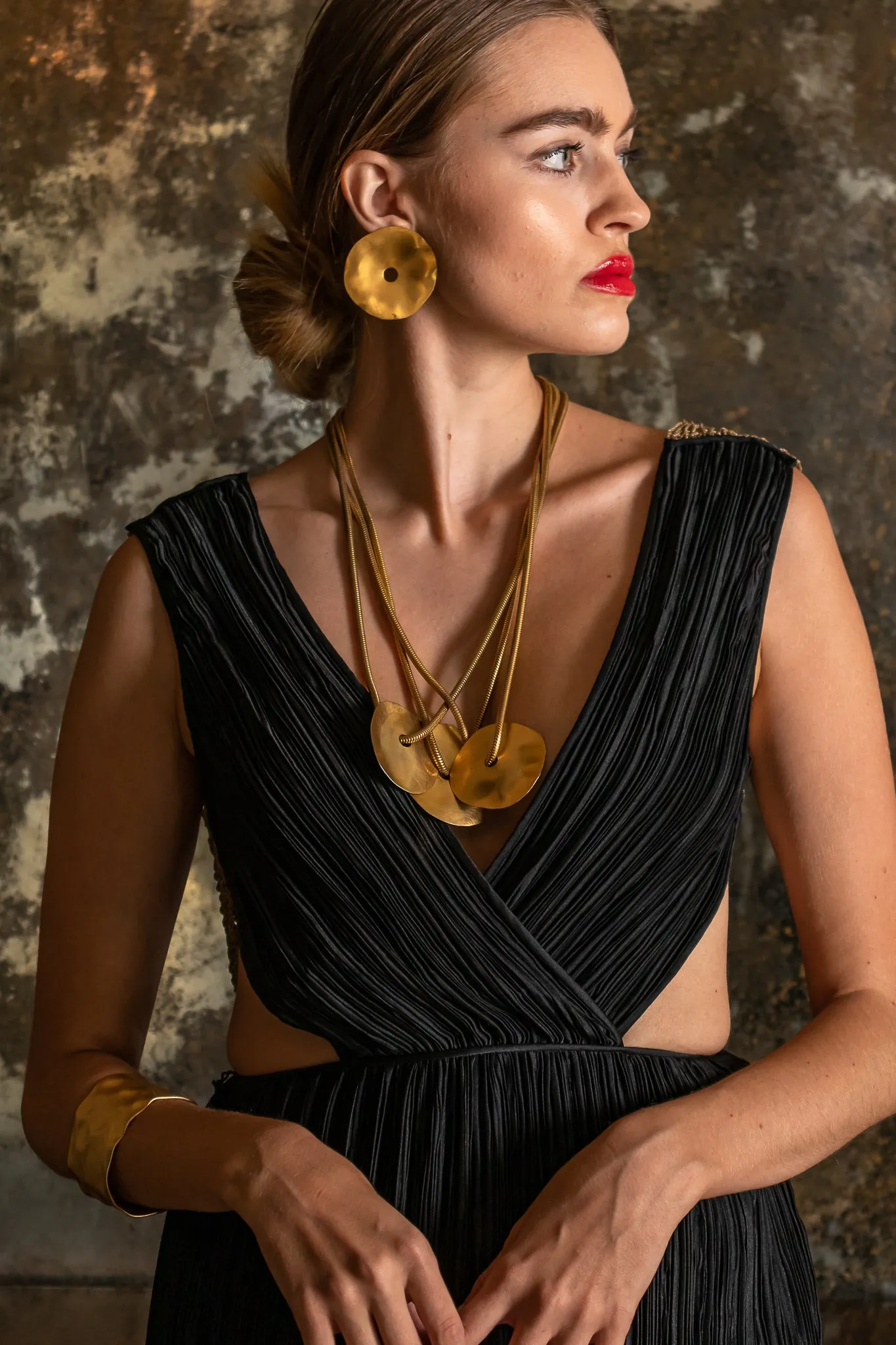 Backless Surplice Cutout Plunge Dress