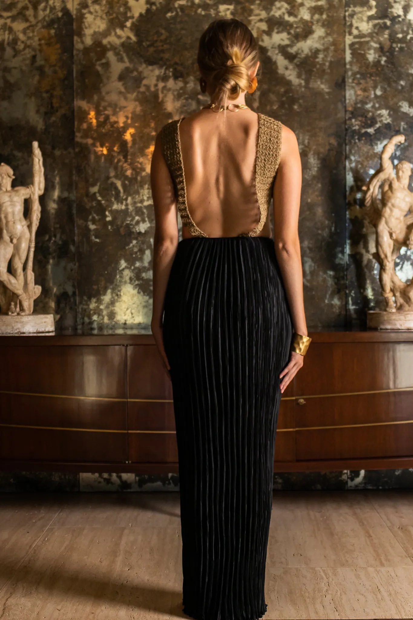 Backless Surplice Cutout Plunge Dress