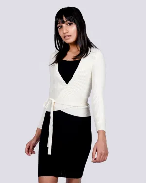 Ballet wrap shrunken ribbed in ivory