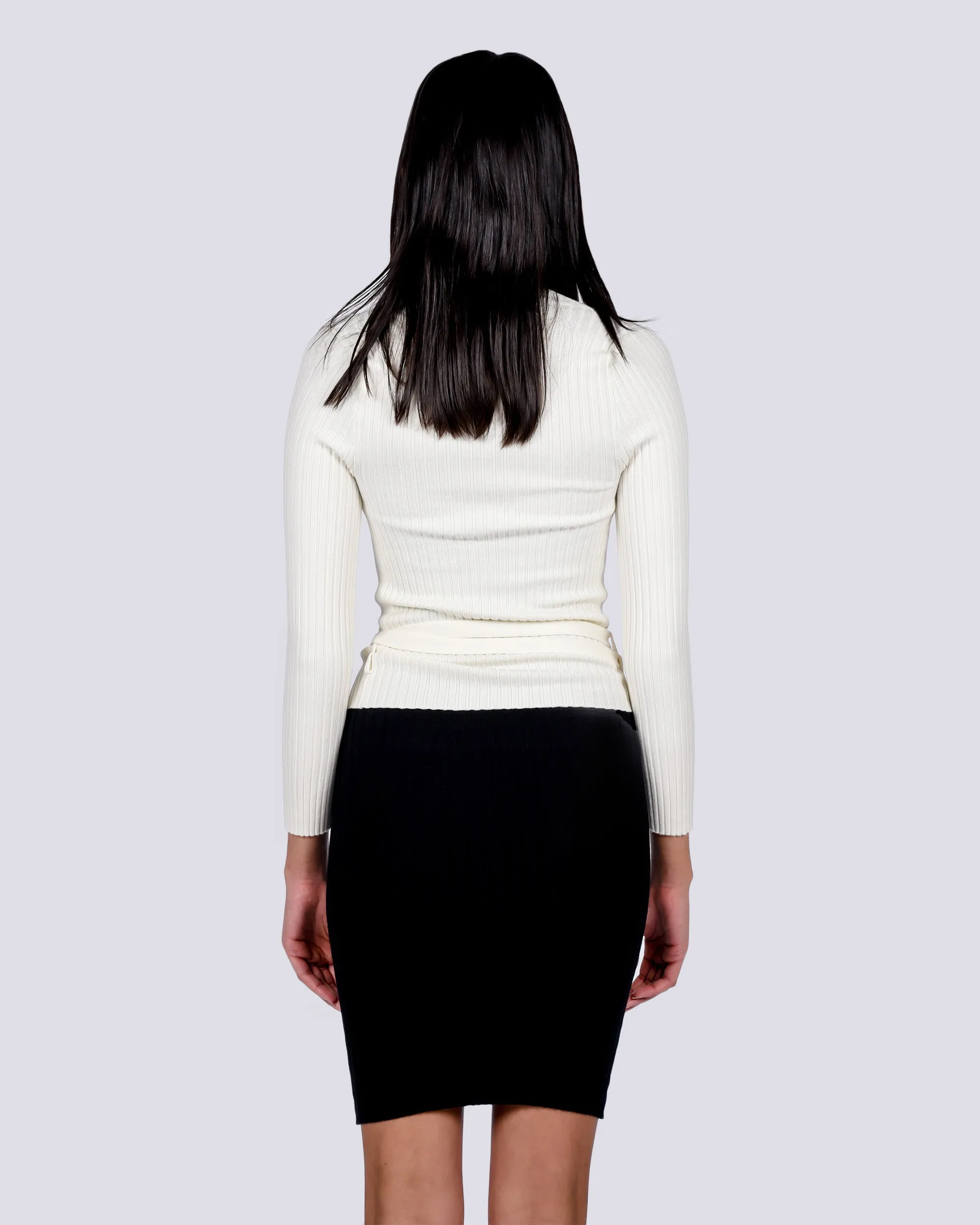 Ballet wrap shrunken ribbed in ivory