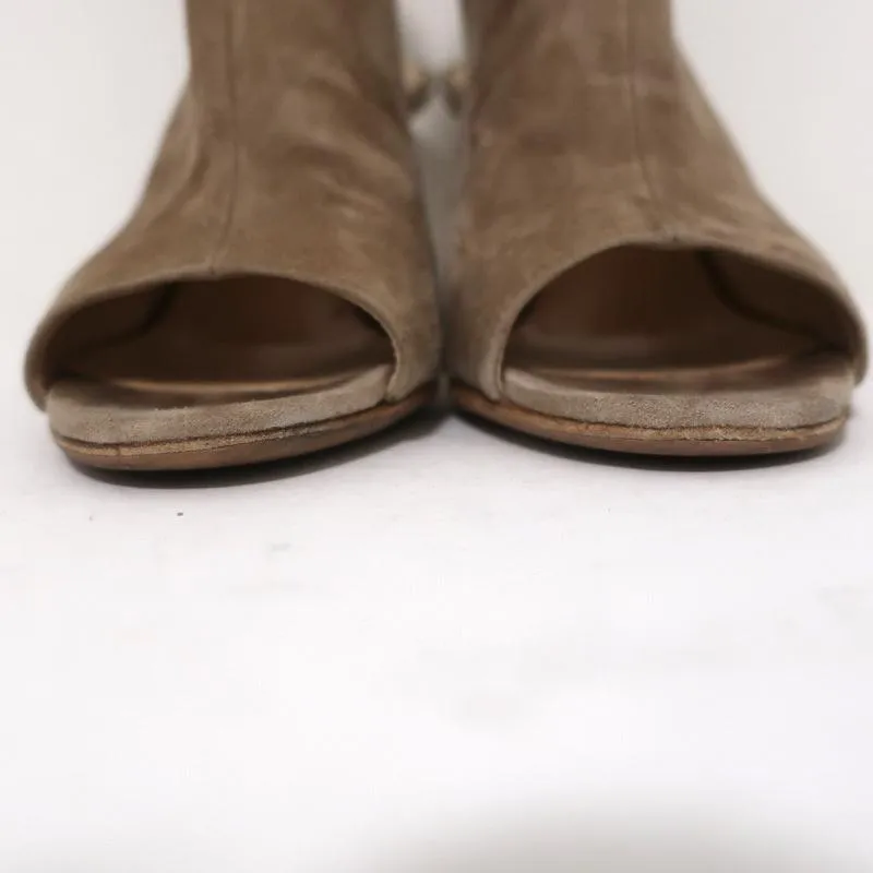 Barneys New York Co-Op Slingback Booties Beige Suede Size 38 Open Toe Heels