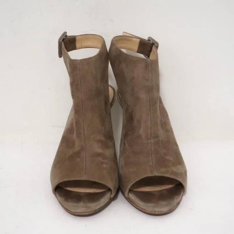 Barneys New York Co-Op Slingback Booties Beige Suede Size 38 Open Toe Heels