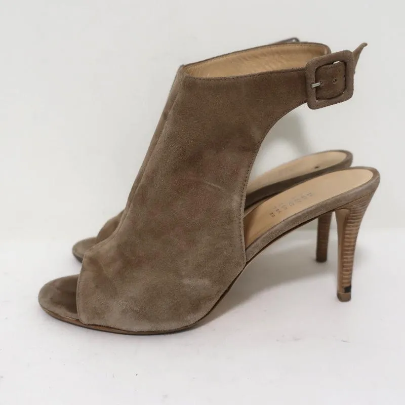 Barneys New York Co-Op Slingback Booties Beige Suede Size 38 Open Toe Heels