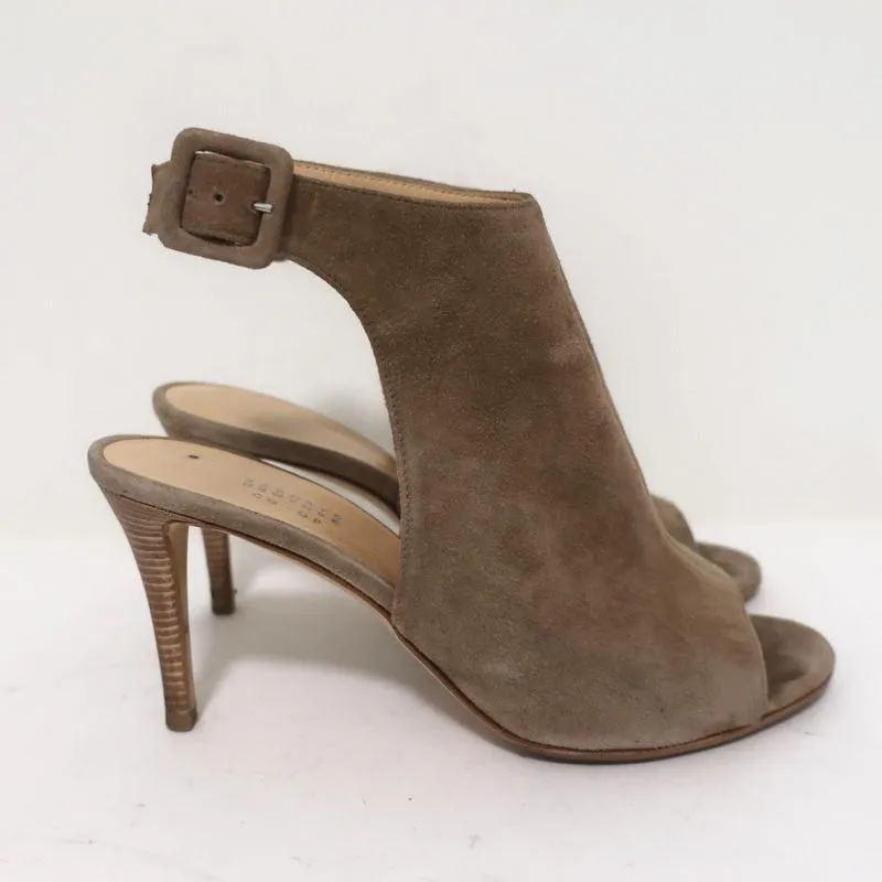 Barneys New York Co-Op Slingback Booties Beige Suede Size 38 Open Toe Heels